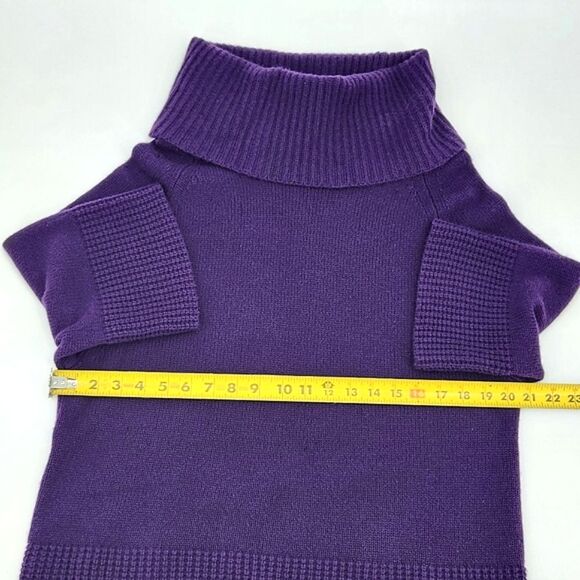 Theory Beata 100% Cashmere Sweater Size Small Purple Cowlneck 3/4 Sleeve Chunky - Picture 7 of 9